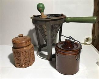 Mini Crock & Vintage Chinois with Stand and Pestle Set https://ctbids.com/#!/description/share/313275