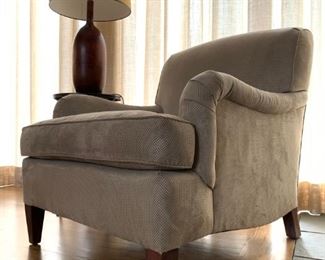Suede Armchair and Ottoman