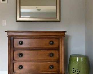 Three Drawer Chest, Garden Stool, Mirror