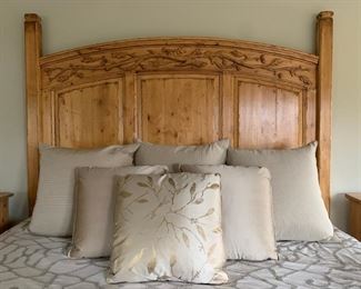 Waxed Pine King Size Bed, Linens