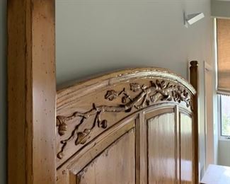 Waxed Pine King Size Bed with Acorn Detail