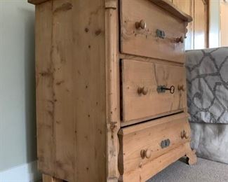 English Country Unfinished Pine Three Drawer Chest