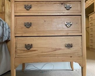 English Country Unfinished Pine Three Drawer Chest