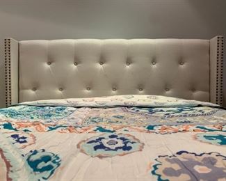 Tufted Headboard with Platform Bed from Safavieh with Nail Head Detail