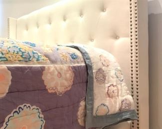 Tufted Headboard with Platform Bed from Safavieh with Nail Head Detail