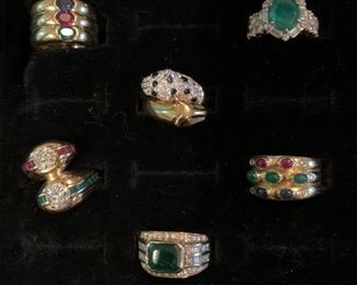 Over FIFTY Pieces of Fine Estate Jewerly accented with Diamonds, Sapphires, Emeralds and Rubies