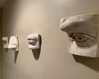 Eduardo Paolozzi, After Michelangelo's David, Four Piece Face Installation, Eyes, Nose and Mouth
