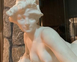 Susse Freres, Paris, Reclining Nude in Marble 