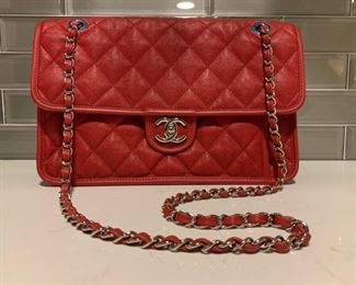 Chanel Quilted Shoulder Chain Bag with Flap, 12"
