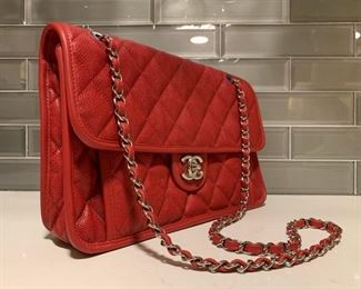Chanel Quilted Shoulder Chain Bag with Flap, 12"