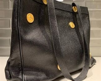 Vintage Fendi Tote with Gold Button Detail 