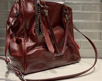 Oxblood Burberry Tote with Zipper