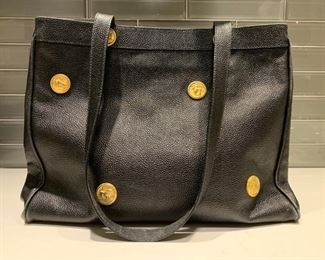 Vintage Fendi Tote with Gold Button Detail 