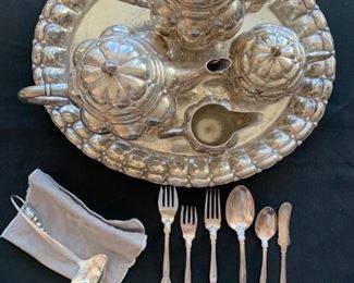 Antique 800 Silver Tea Set with Tray