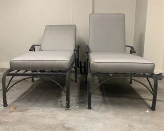 Cast Iron Chaise Lounge Chairs, PAIR
