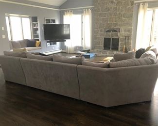 Lovely like new contemporary gray sectional sofa