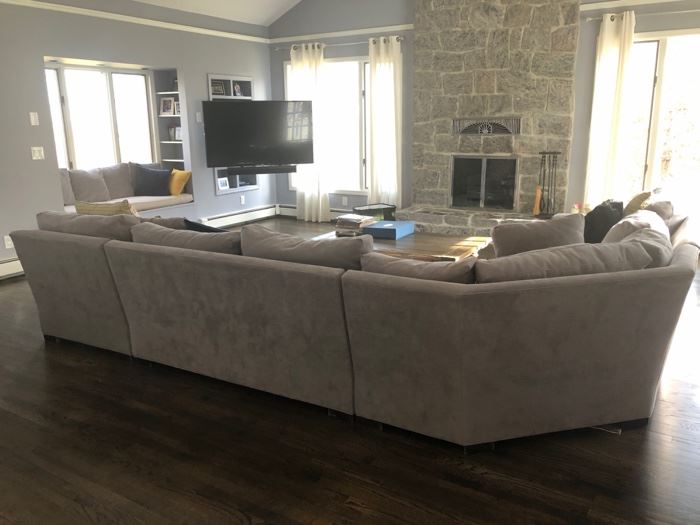 Lovely like new contemporary gray sectional sofa
