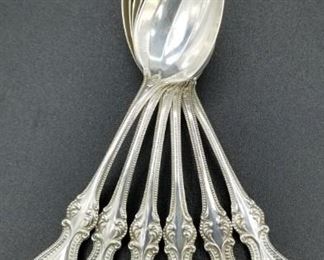 Set of 6 Sterling Spoons scalloped