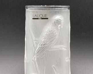 Lalique Parakeet vase - 8.5" tall
