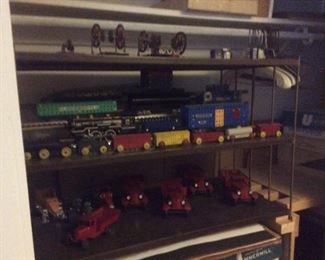 Trains, red Gilbert trucks