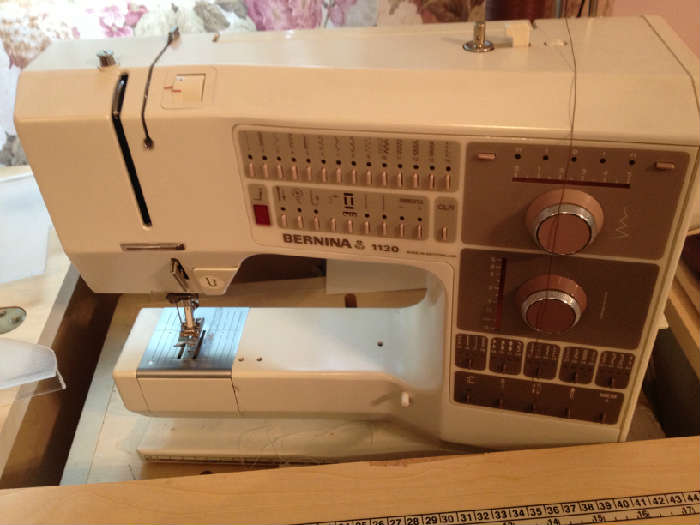 Bernina 1130 with Table/Cabinet and more:
Singer Confidence 7463
Bernina 334DS Serger
Pfaff 130 in cabinet with matching seat
White Quilter’s, a few more