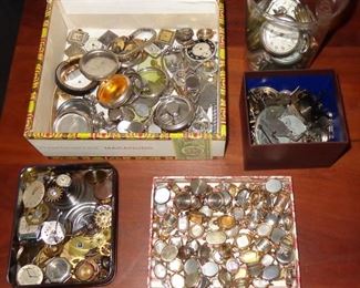 Hundreds of watch cases and parts