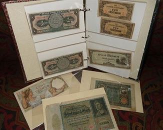 Album of foreign vintage foreign currency including group of war era material