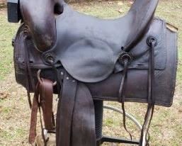 T. Flynn Western Saddle Circa late 1800s. 15 inch seat. https://ctbids.com/#!/description/share/314534