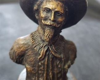 2004 Colonel William F Cody "Buffalo Bill" sculpture on green marble base and rotating stand. Numbered 4/100. https://ctbids.com/#!/description/share/314509 