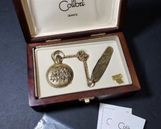 Colibri Pocket Watch and Knife Set in Case
