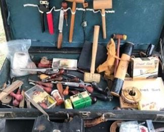 Spare leather straps, leather tools, mallets, stretchers, alphabet set , wrenches blade sharpeners and much more. https://ctbids.com/?site=1#!/description/share/314415