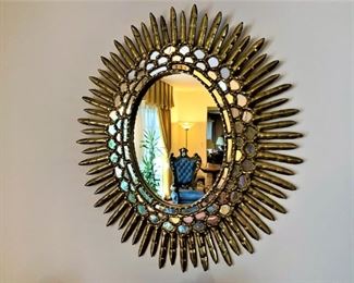 Peruvian Sunburst Gold Embellished Mirror