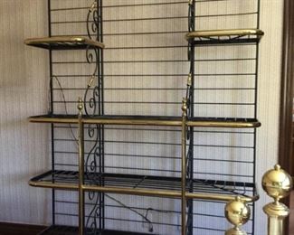 Brass and iron bakers rack