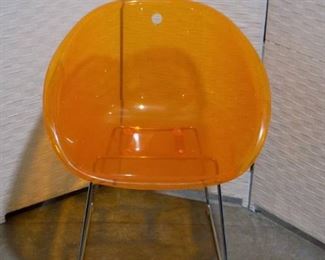 Orange Italian Lucite Chair