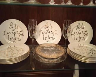 Festive holiday plates & "2000' flutes