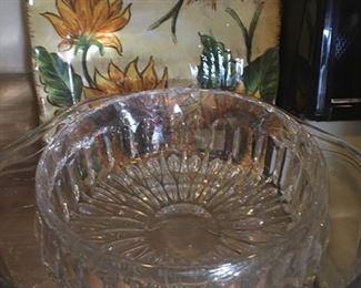 Beautiful Lead crystal bowl, glass serving bowl and sunflower plate