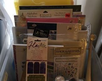 Scrapbooking supplies. Papers, stickers, card stock