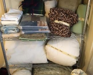 Bedding including Queen size covers with matching pillow shams, pillow, blankets, curtains