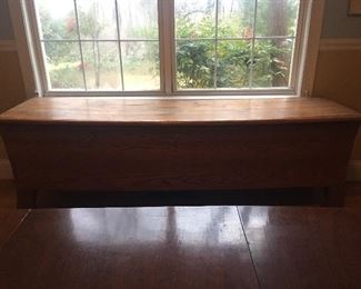 This is refurbished pine pew from the Methodist church at the end of McCallie Ave. ( where only the steeple is left) It has a lovely patina and could be used as a sideboard with a modern feel or a headboard. Plenty of storage behind it.