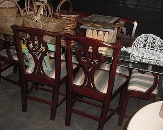 set of 6 Henkel-Harris dining chairs, custom mirrored dining table