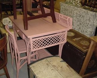 wicker desk with chair