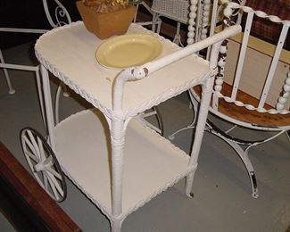 wicker tea cart