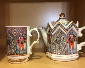 Tea pot and Cup.  Sadler.  Elizabeth 1; Queen of England. 