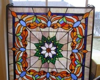 Lovely stained glass window.  Approx 20x20"