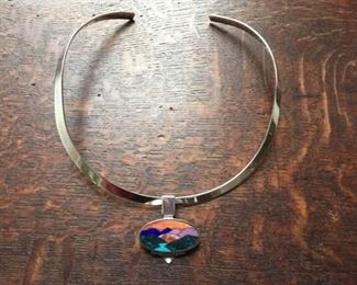 Sterling cuff necklace with inlaid gemstones https://ctbids.com/#!/description/share/311927