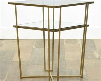 Modernist Art Deco Style End Table W Smoked Glass