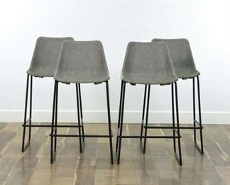 Set Of 4 Modernist Stone Gray Bar Stools