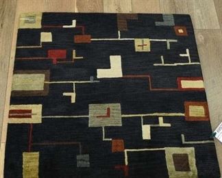 Handmade Retro Geometric Pattern New Zealand Wool Rug