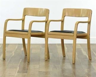 Pair Of Danish Modern Armchairs W Black Seats