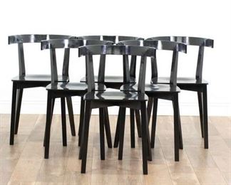 Set Of 6 Black Barrel Back Stacking Dining Chairs